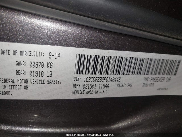 Dodge DART SXT 2015 1C3CDFBB2FD140446 Image 9