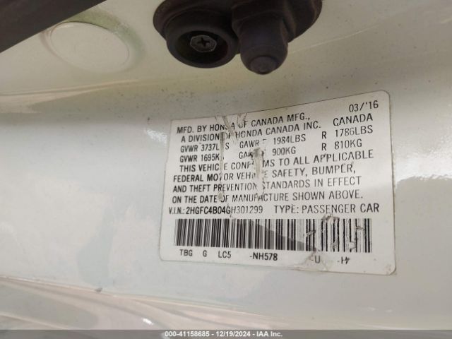 2HGFC4B04GH301299 Honda Civic Lx-p