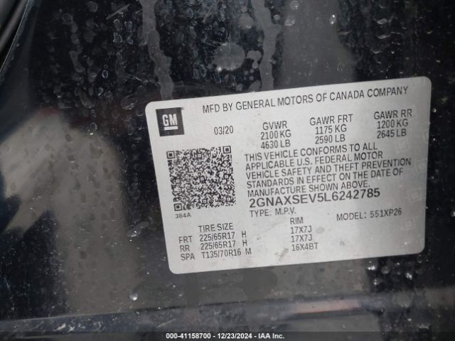 2GNAXSEV5L6242785 Chevrolet Equinox Awd Ls