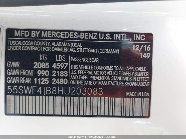 55SWF4JB8HU203083 Mercedes-Benz C 300