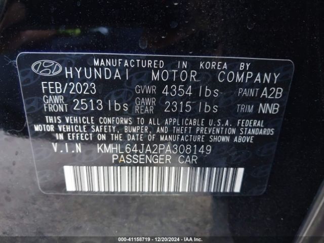 KMHL64JA2PA308149 Hyundai SONATA SEL