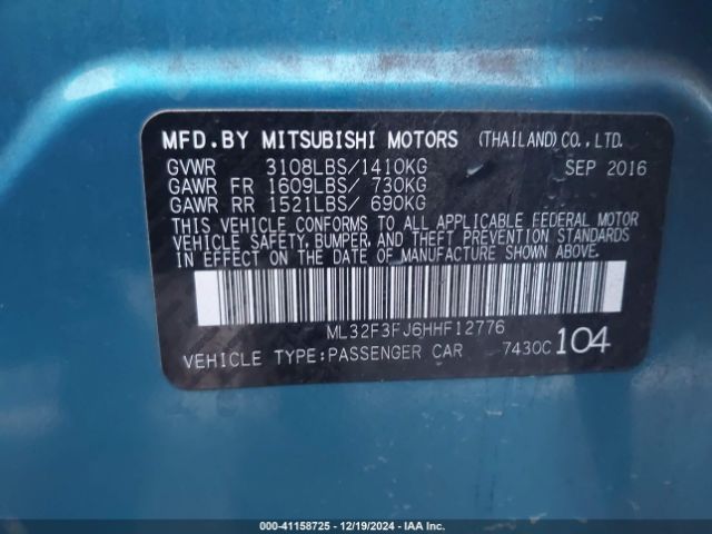 2017 MITSUBISHI MIRAGE G4 ML32F3FJ6HHF12776 Photo 8