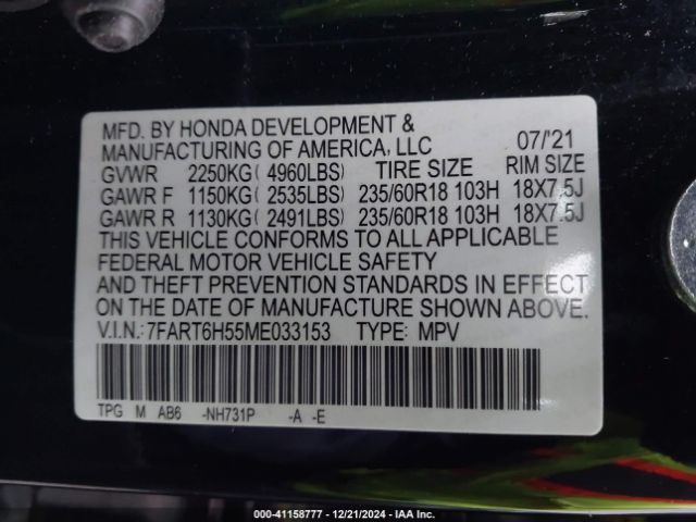 7FART6H55ME033153 Honda Cr-v Hybrid Ex