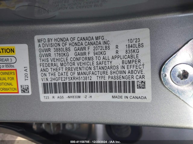 Honda Civic Sport 2024 2HGFE2F5XRH513812 Image 9