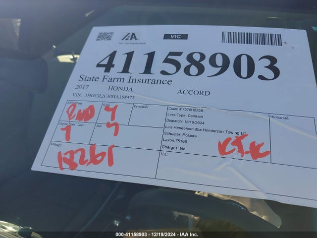 Honda ACCORD LX 2017 1HGCR2F30HA198473 Image 17