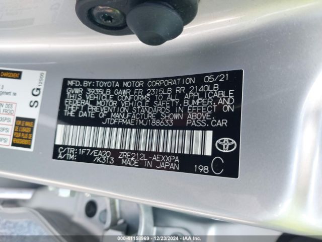 JTDFPMAE1MJ188633 Toyota Corolla Xle