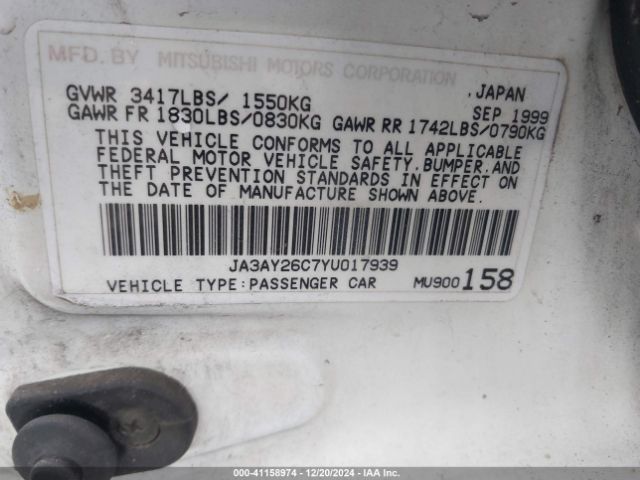 2000 MITSUBISHI MIRAGE JA3AY26C7YU017939 Photo 8