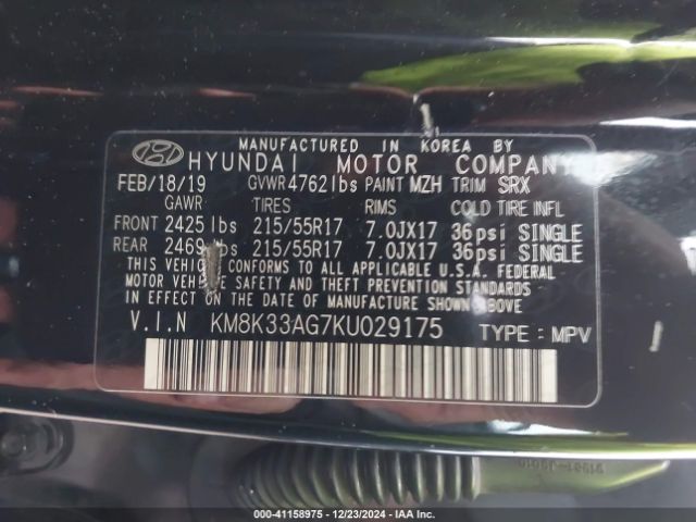 KM8K33AG7KU029175 Hyundai hmc battery + traction motor