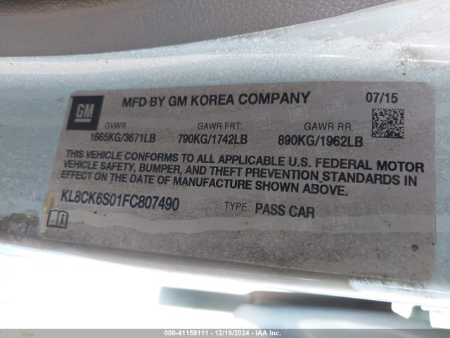 Chevrolet en0 2015 KL8CK6S01FC807490 Image 8
