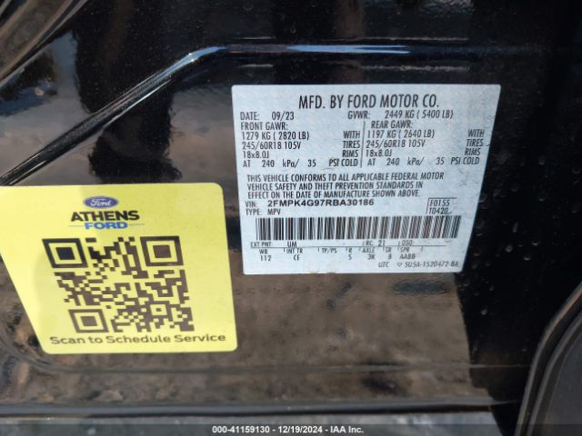 2FMPK4G97RBA30186 Ford EDGE SE