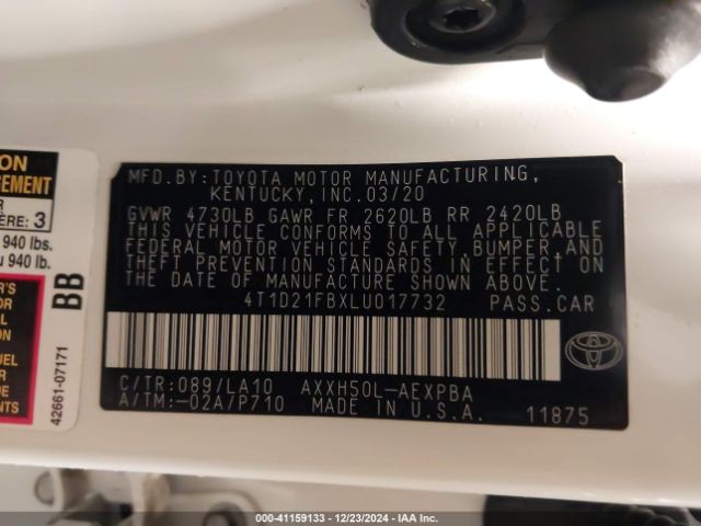 4T1D21FBXLU017732 Toyota Avalon Hybrid Limited