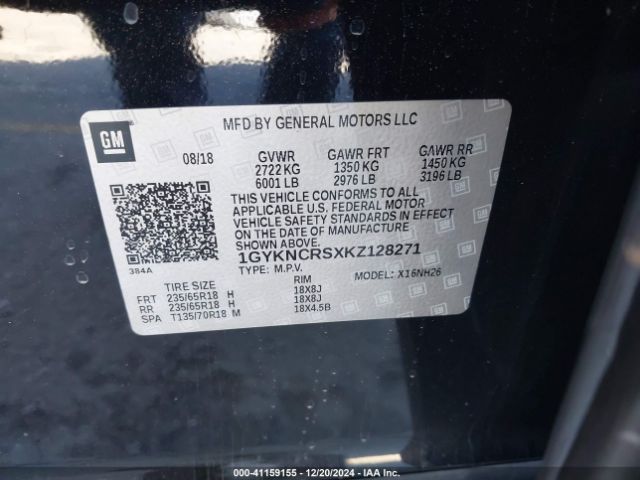 1GYKNCRSXKZ128271 Cadillac XT5 LUXURY