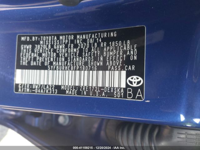 5YFBURHE8FP180716 Toyota Corolla S Premium