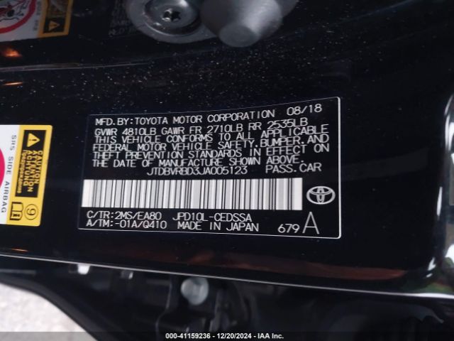 JTDBVRBD3JA005123 Toyota Mirai