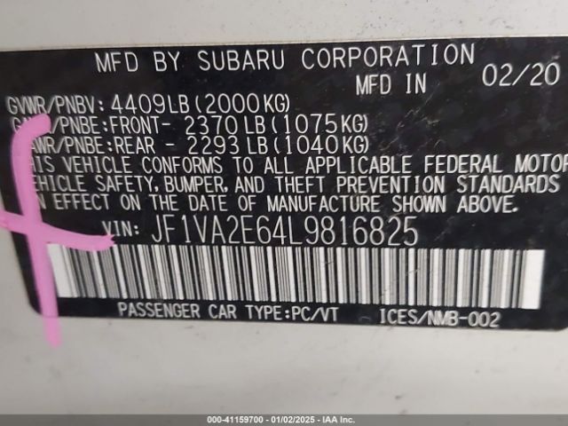 JF1VA2E64L9816825 Subaru Wrx Sti