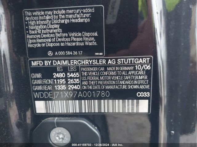 2007 MERCEDES-BENZ CL 550 WDDEJ71X97A001780 Photo 8