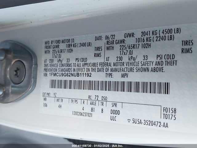 Ford ESCAPE SE 2022 1FMCU9G62NUB11192 Image 9