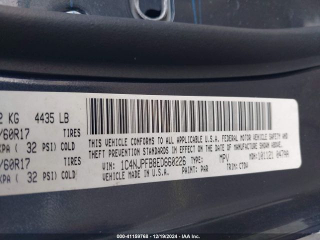 1C4NJPFB8ED660226 Jeep Patriot Latitude