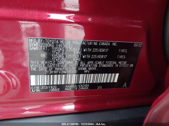 Toyota RAV4 LE 2022 2T3H1RFV3NW195800 Image 9