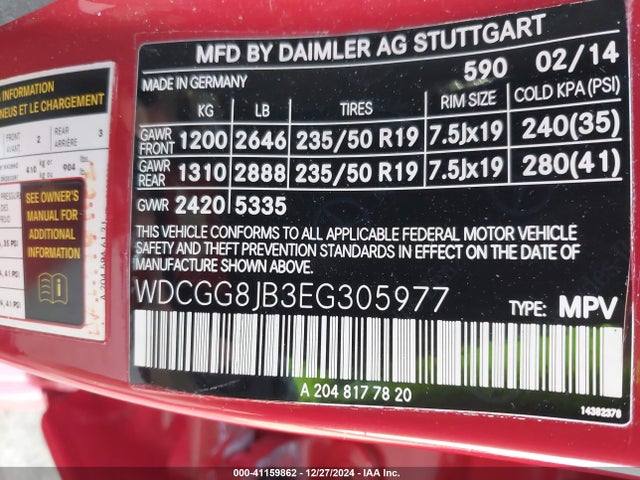 WDCGG8JB3EG305977 Mercedes-Benz Glk 350 4matic