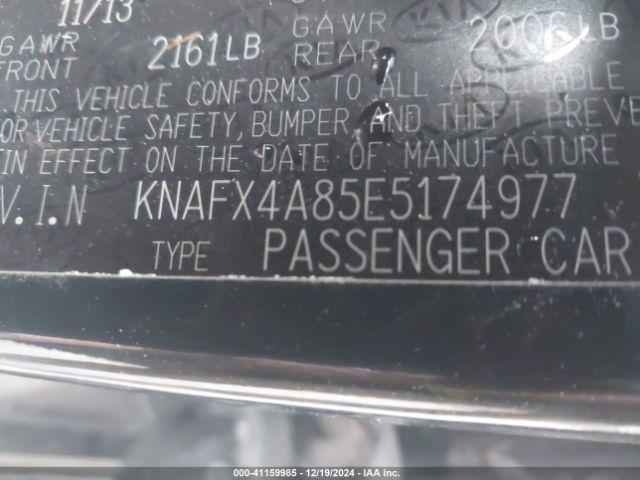 KNAFX4A85E5174977 KIA FORTE EX