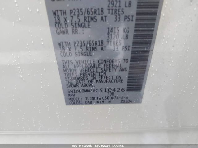 5N1DL0MM2HC510426 Infiniti QX60