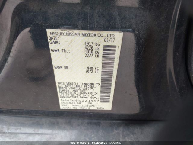1N4AL3AP3HC223447 Nissan Altima 2.5 Sv