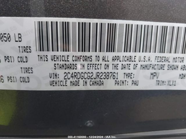 2C4RDGCG2JR238761 Dodge Grand Caravan Sxt