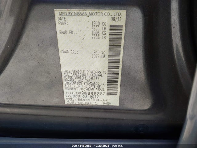 Nissan Altima 2.5 Sl 2015 1N4AL3AP5FN898282 Image 9