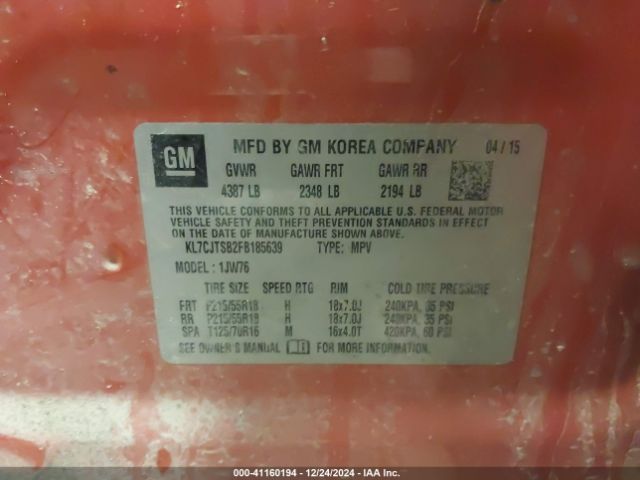 KL7CJTSB2FB185639 Chevrolet TRAX LTZ