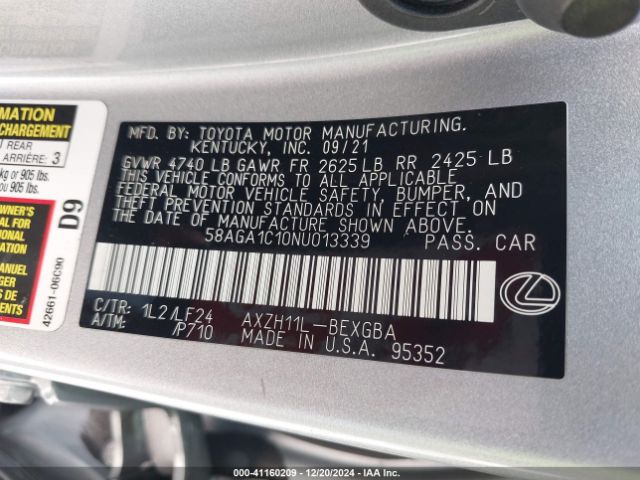 58AGA1C10NU013339 Lexus Es 300h F Sport