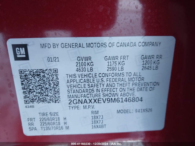 Chevrolet Equinox Awd Premier 2021 2GNAXXEV9M6146804 Image 9