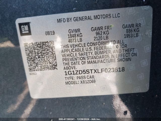 1G1ZD5STXLF023618 Chevrolet Malibu Fwd Lt