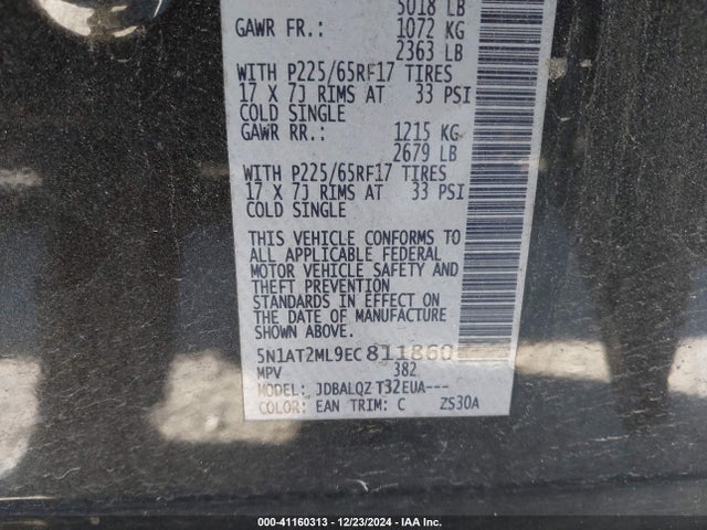 Nissan ROGUE SV 2014 5N1AT2ML9EC811860 Image 9