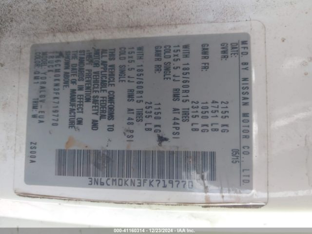 3N6CM0KN3FK719770 Nissan NV200 SV