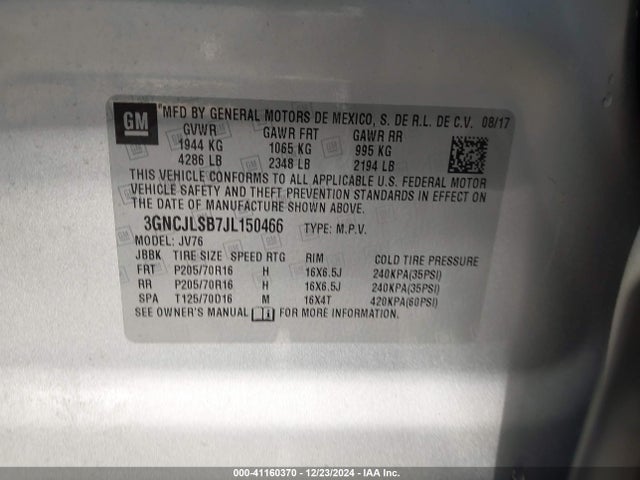 Chevrolet Trax Lt 2018 3GNCJLSB7JL150466 Image 9