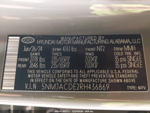 Hyundai TUCSON SE 2024 5NMJACDE2RH436869 Image 9