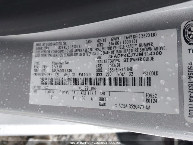 Ford FIESTA SE 2018 3FADP4EJ7JM114300 Image 9