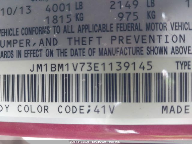 JM1BM1V73E1139145 Mazda Mazda3 I Touring