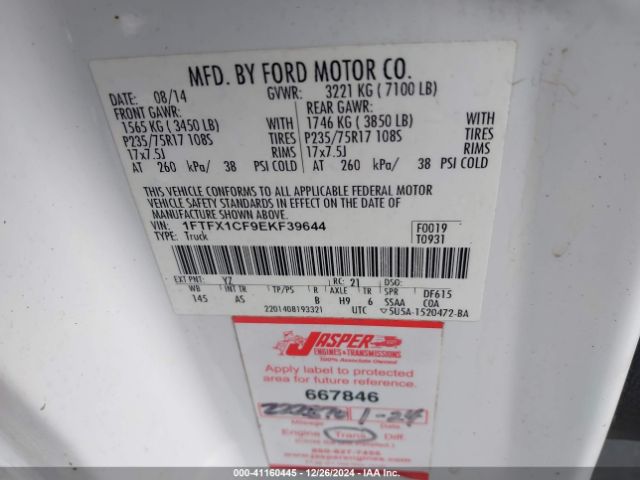 1FTFX1CF9EKF39644 Ford F-150 Xl