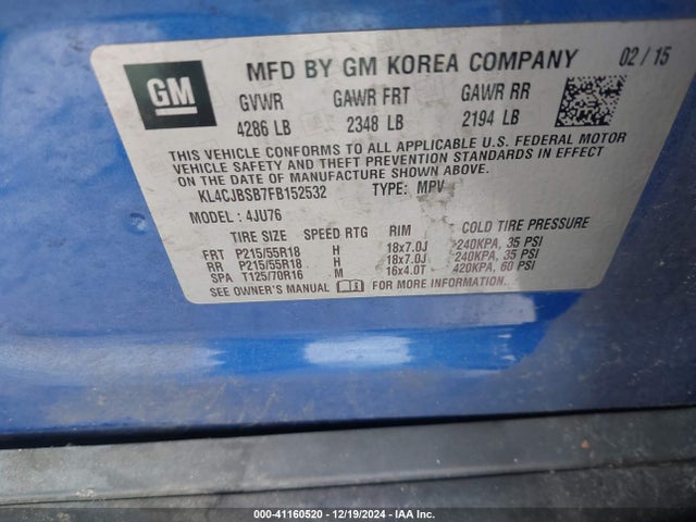 Buick Encore Convenience 2015 KL4CJBSB7FB152532 Image 9