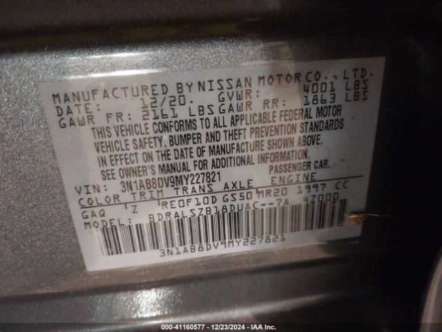 3N1AB8DV9MY227821 Nissan Sentra Sr Xtronic Cvt