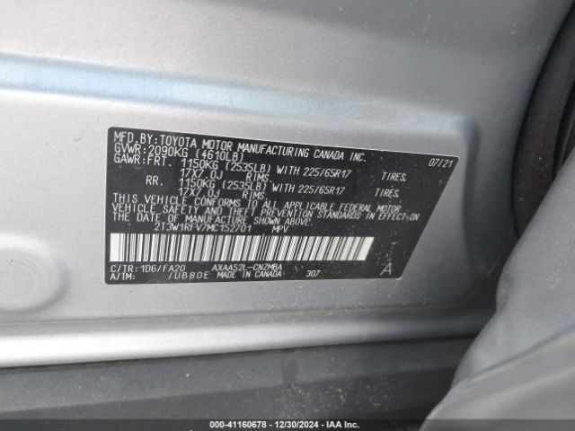 2T3W1RFV7MC152701 Toyota Rav4 Xle