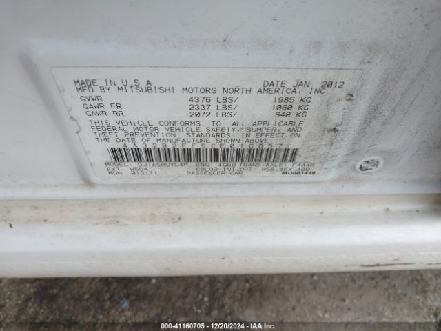 2012 MITSUBISHI GALANT 4A32B2FF9CE016857 Photo 8