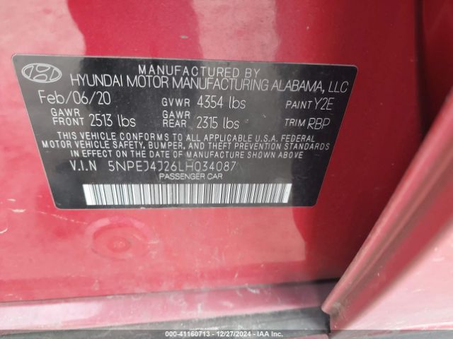 5NPEJ4J26LH034087 Hyundai t-gdi gamma ii