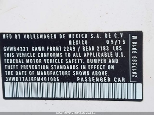 3VWD17AJ8FM401085 Volkswagen Jetta 1.8t Se