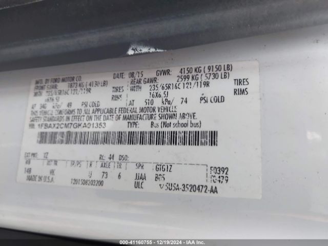 1FBAX2CM7GKA01353 Ford Transit-350 Xl