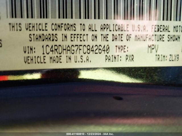 1C4RDHAG7FC842640 Dodge Durango Sxt