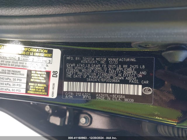 58ADA1C16PU029664 Lexus ES 300H