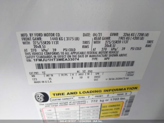 1FMJU1HT3MEA33074 Ford Expedition Xlt